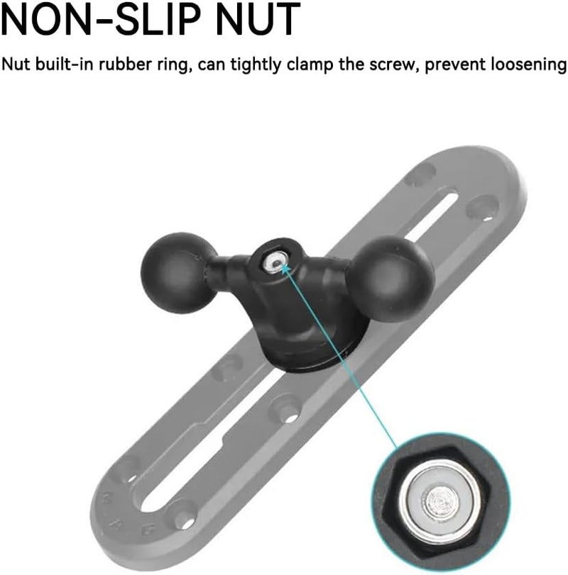 SRG Track Mount with Dual 1" Ball and T-Bolt Attachment Base, Track Mount Base Compatible with Kayak Boat Track Mounting Systems and 1 Inch/B Size/ 25MM Ball Double Socket Arms - Image 4